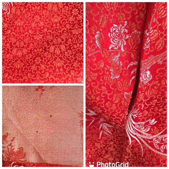 Vintage 60s Red Brocade Asian Chinese Cheongsam Dress Qipao Traditional (T3) - Picture 3 of 16